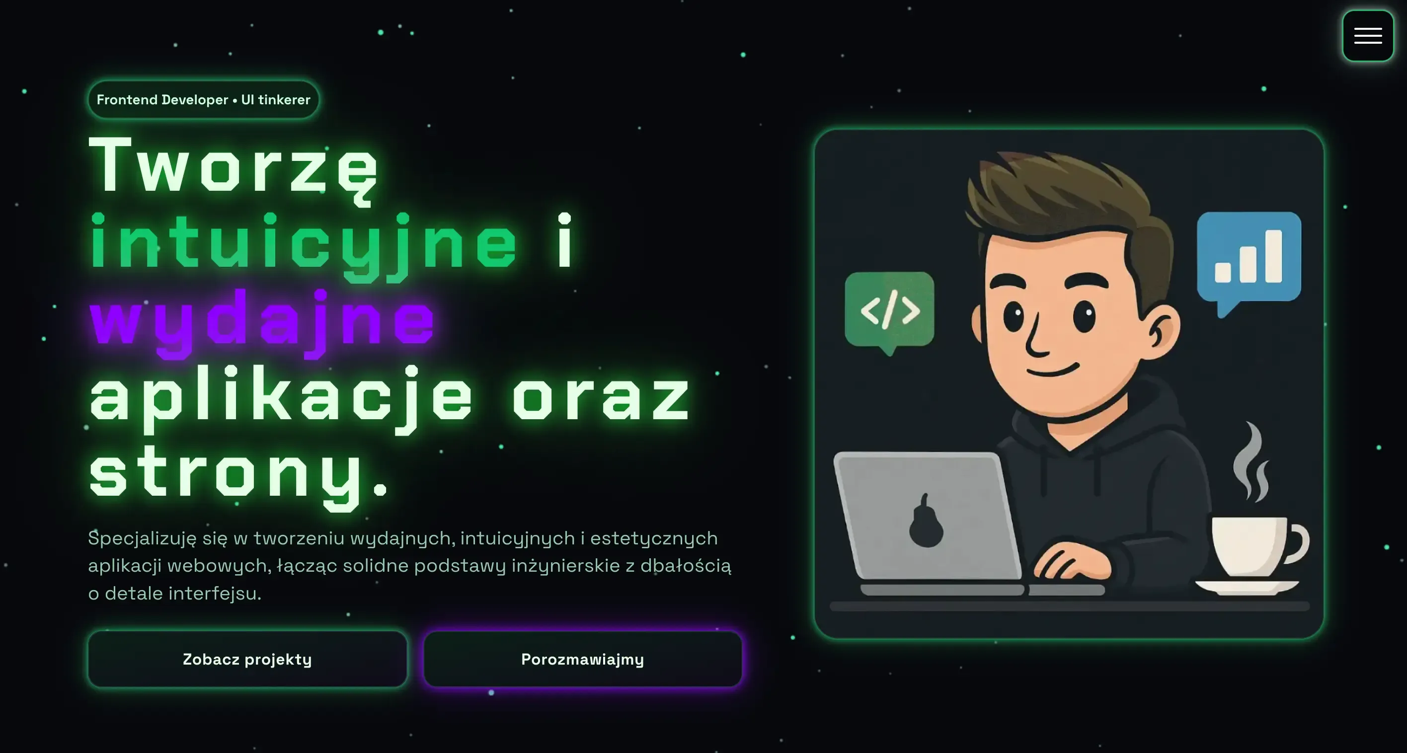 Zrzut ekranu strony portfolio